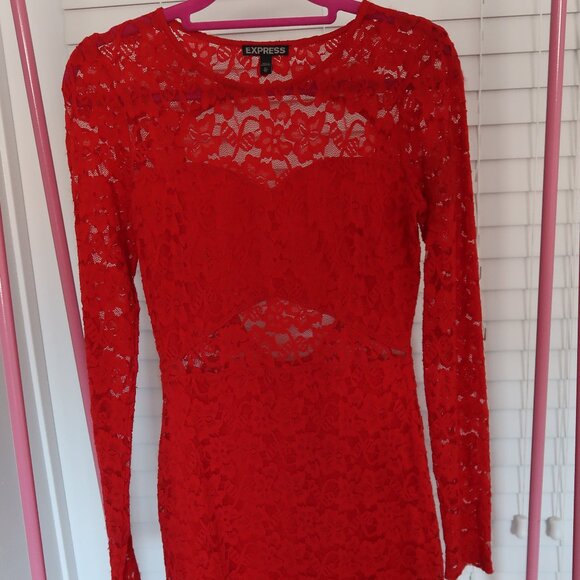 ❤️✨ Red Lace Back Express Dress – Sexy & Festive ✨❤️ - Picture 1 of 6